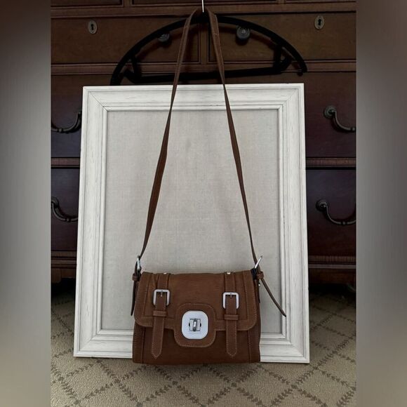 Longchamp Gatsby Sport Messenger Bag in pebbled brown leather NWOT